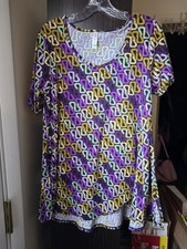 LuLaRoe Short Sleeve Top with Purple, Yellow,...