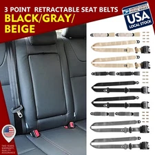 Retractable 3 Point Safety Seat Belt Straps Front Auto Vehicle Adjustable Kit