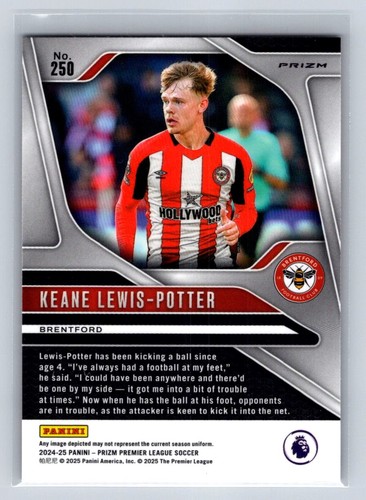 2024-25 Panini Prizm Premier League - Keane Lewis-Potter #250 Red Mosaic Prizm - Bild 2 von 2
