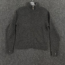 Eddie Bauer Sweater Women's Medium Gray 100 Lambswool 1/4 Zip Mock Neck