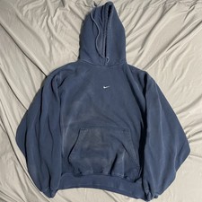 Vintage Y2K Team Nike Center Swoosh Navy Blue Distressed Hoodie Sweatshirt Sz XL