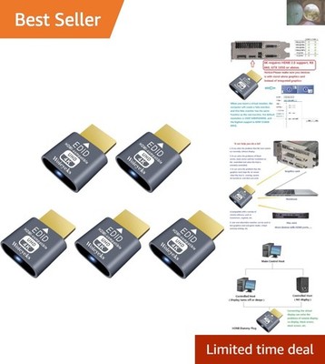 5 Pack of 4K HDR HDMI Dummy Plugs - Support Virtual Displays without Monitors