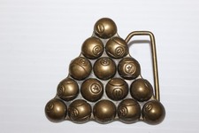 Vintage 1978 Baron Belt Buckle Billiards Pool Balls Racked Brass 8 Ball 6055