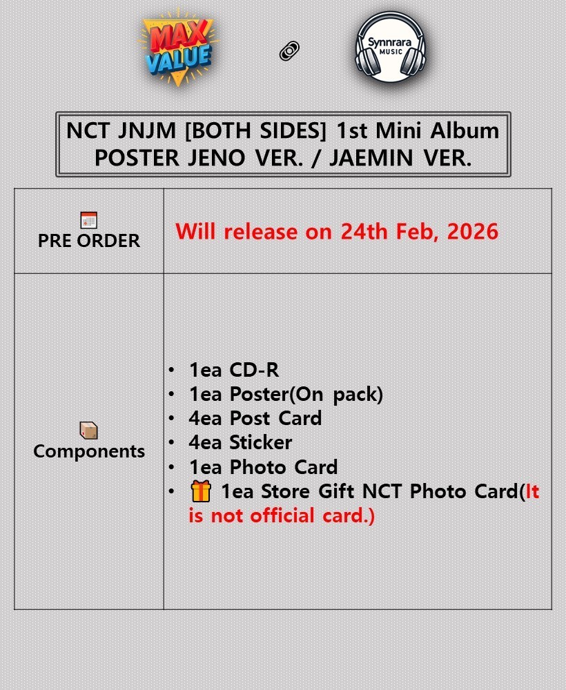 NCT JNJM [BOTH SIDES] 1st Mini Album POSTER Ver/CD+Poster+5 Card+4