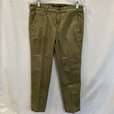 Lauren Ralph Lauren, Green Khaki Women's Pants, Slacks, Flat Front, 2 Petite