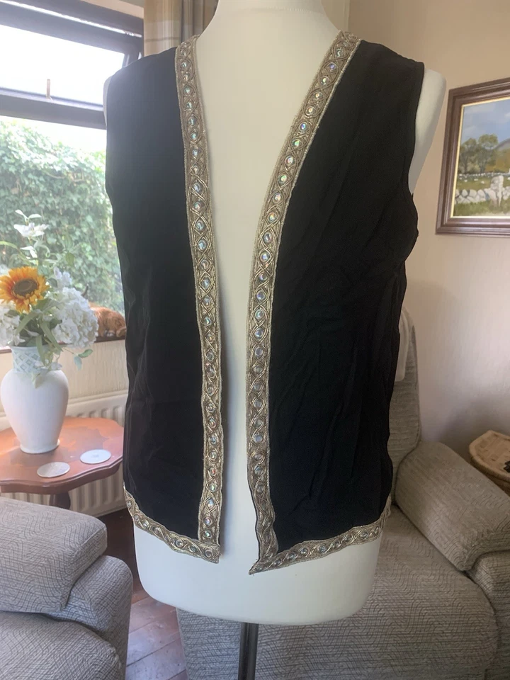 New Ethnic Style Waistcoat Handsewn Butterfly 10/12 Hippy Boho Sparkle Party - Image 2 of 4