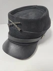 Vintage Henschel Civil War Reenactment Union Cap Black Leather Suede Militaria