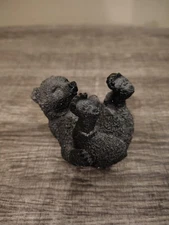 Hand Painted Poly Resin Black Bear Figurine 3 Inches