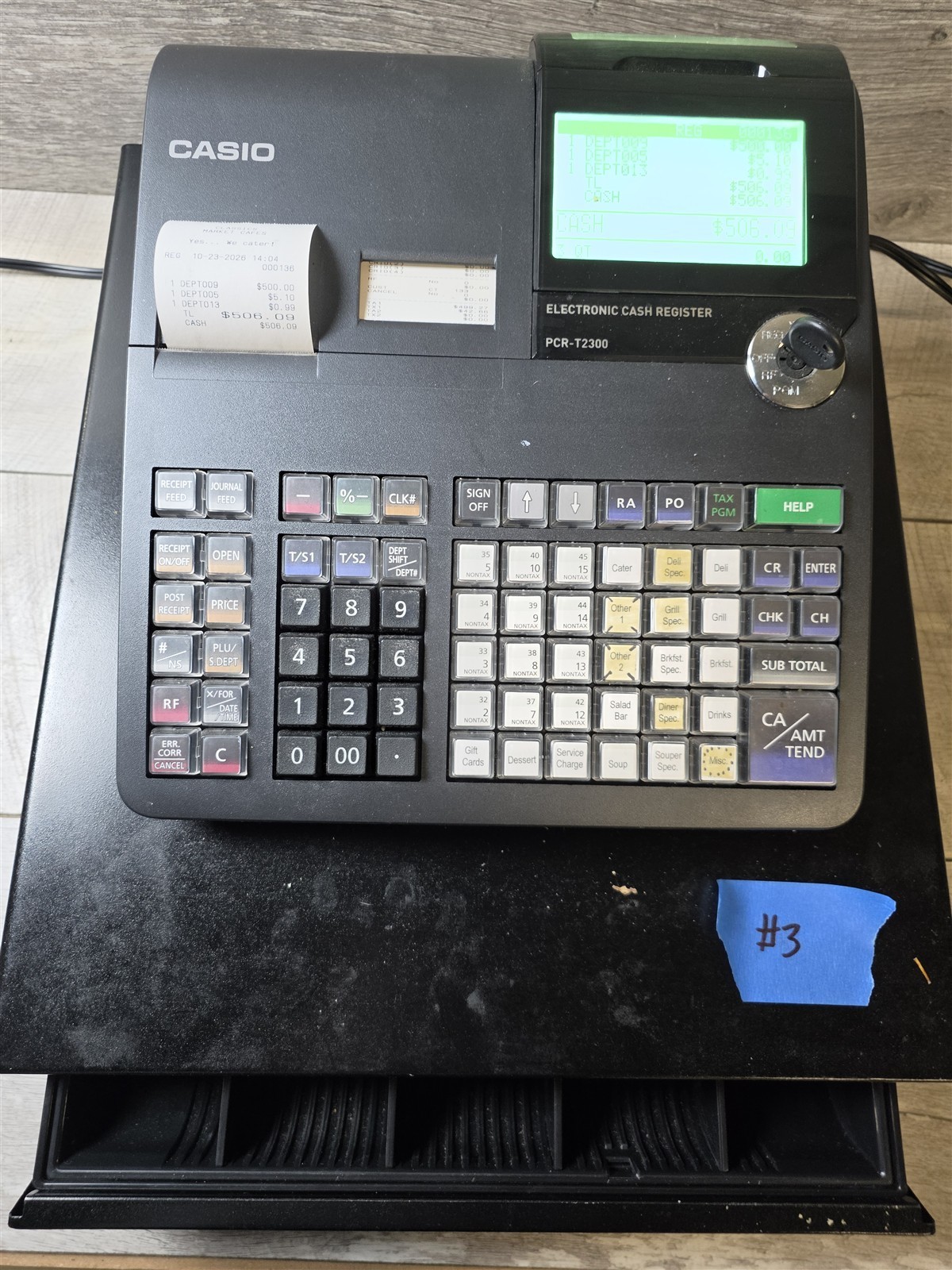 Casio PCR-T2300 Cash Register - Used - Working - Lot #3