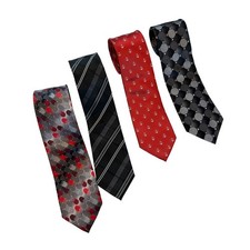 4 TIES Silk  Polyester Neckties Mens Name Brands Anchor Stripe Circles Nautica
