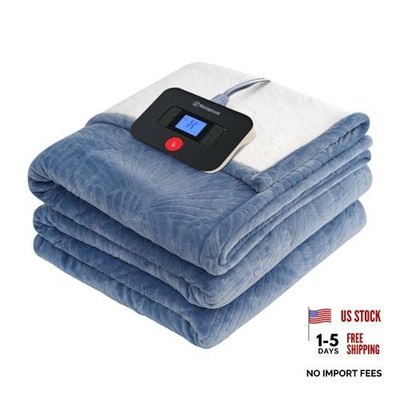 Westinghouse Twin Heated Blanket Flower Jacquard Flannel Twin 62''x84'' Blue