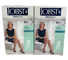 2 JOBST Ultra Sheer 8-15 mmHg Support Compression Stockings LG, Black 117231 