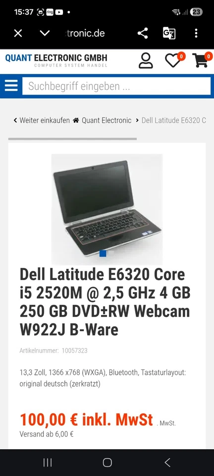 Dell Latitude E6320 · i5-2520M · 6GB · 238GB, Foto 4 von 5