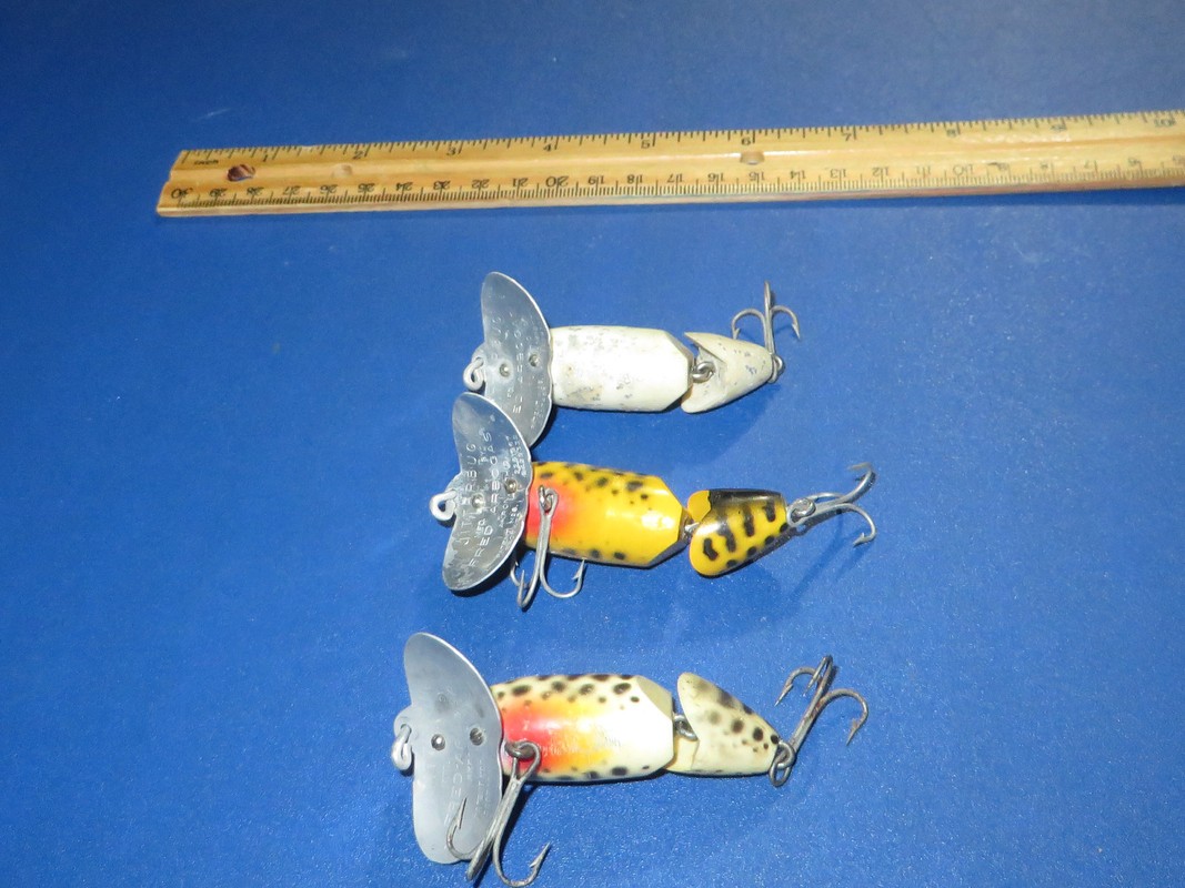 Lot of 3 Arbogast Jointed Jitterbug TOPWATER Lures Coachdog Wht Yellow - Image 4