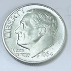 1964 Roosevelt Dime 90% Silver 10c US Coin, AU ABOUT UNCIRCULATED  #6990