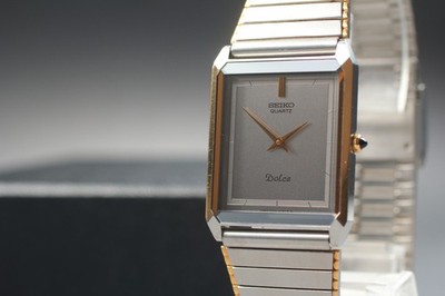 稼働 希少 SEIKO セイコー 腕時計 Dolce ドルチェ7730-5030 Vintage 1985 Seiko Dolce 7730-5030 Two-Tone Tank Quartz Mens Watch
