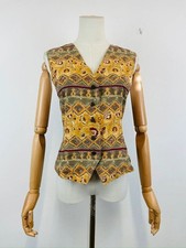 Vintage Weste 90er senf burgund beige gemustert 12