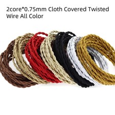 Cloth Covered Twisted Wire All Color Vintage Style Fabric Lamp Cord 2core*0.75mm