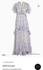 astr the label dress Maxi Small Backless Purple Blue Floral Zip Up