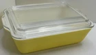 Vintage Pyrex Refrigerator Primary Lemon Yellow With Ribbed Lid Large 1.5 QT