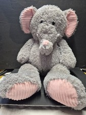 KellyToy Gray Pink Elephant Plush Ribbed Ears Stuffed Animal Toy 20"