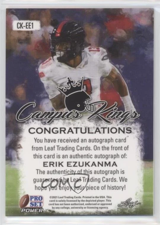 2021 Leaf Pro Set Power Emerald Spectrum Foil /50 Erik Ezukanma #CK-EE1 Auto - Image 2 of 2