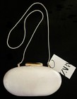 ZARA IVORY PEARLESCENT ACRYLIC OVAL BOX CLUTCH WITH GOLD CHAIN STRAP ~ NEW