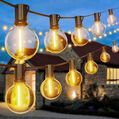 LED Lichterkette Außen 33,5m Wetterfest 50+2 G40 Glühbirnen Warmweiß für Garten