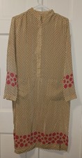 Tucker 100% Silk Tunic Dress Front Pockets Long Sleeve Size Medium, Made In USA