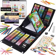 Art Kit, 290 Pack Art Sets Crafts Drawing Coloring Kit, Double-Side Trifold Ease