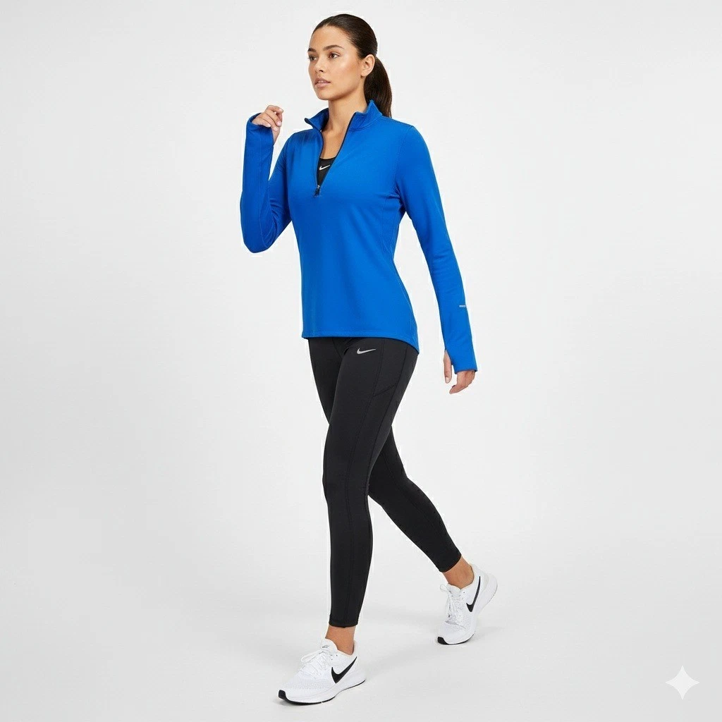 Nike Top Womens S Blue DriFIT Running Performance Training Workout Shirt 504606