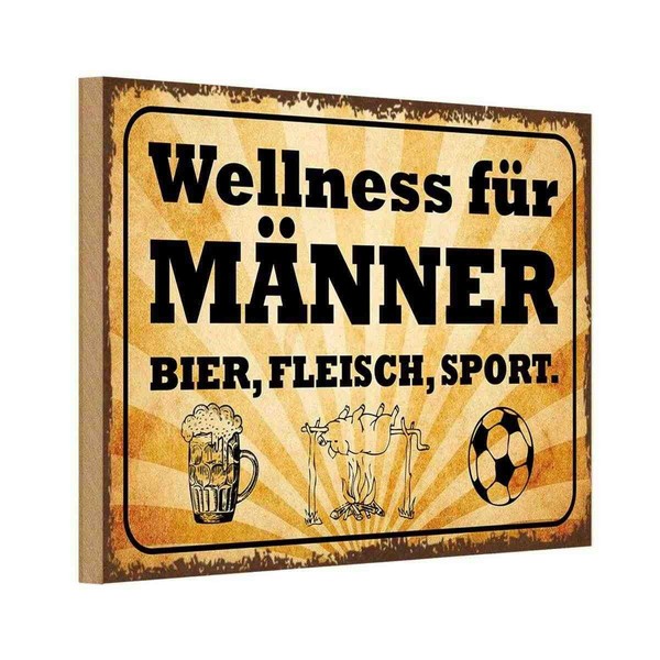 Holzschild 12X18 Cm Wellness MäNner Bier Fleisch Frauen Deko Geschenk Holz Schil-image