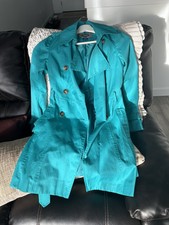 Green With Envy Blue Trench Coat With Belt Xs
