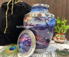 Galaxy urn for human ashes , adult Human ashes urn, Keepsake urn with Velvet Bag