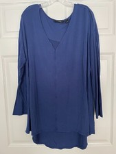 Halston Royal Blue L/S Hi Low Tunic Size 1X