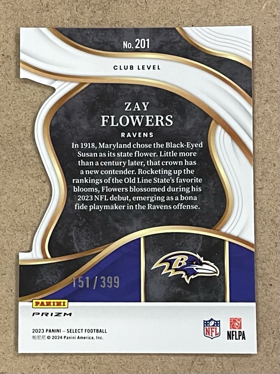 2023 SELECT PRIZM ORANGE DIE CUT #201 ZAY FLOWERS #D 151/399 CLUB