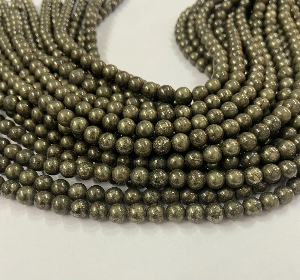 Titanium Pyrite Smooth Round Beads 15” Strand Gemstones Healing Crystals - Image 4 of 4