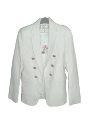 Helene For Denim Wardrobe Button Detai Blazer Jacket Ivory Size 8 Rrp £185
