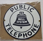 New Sealed-Vintage Original Porcelain 7" Round Bell System Public Telephone Sign