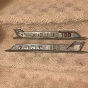 Details About Late 50s Early 60s Ford F100 Side Hood Emblems Badges Original
