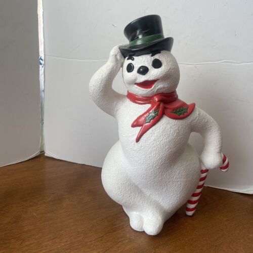 1988 Christmas Large Ceramic snowman top hat Candy Cane hand painted 10” VTG - Picture 1 of 16