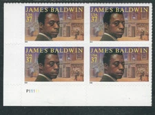 Scott #3871... 37  Cent...James Baldwin....Plate Block