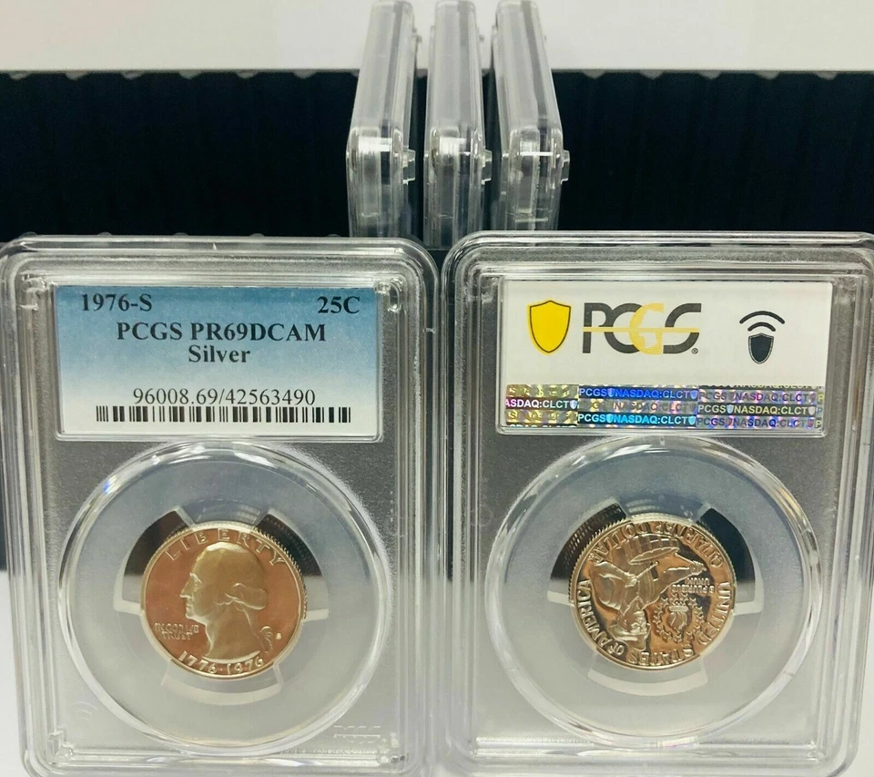 1976 S Washington Silver Quarter 25c PCGS PR69DCAM CAM Rare Bicentennial PF Note - Image 2 of 3