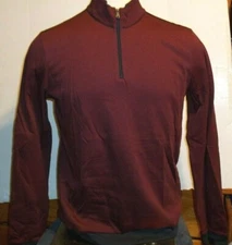 NWT Hugo Boss sz XL Piceno Half Zip long sleeve Sweater shirt maroon red stripe