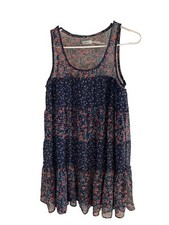 Urban Outfitters Kimchi Blue Layered Mini Dress Size XS Flower Pattern Navy Blue