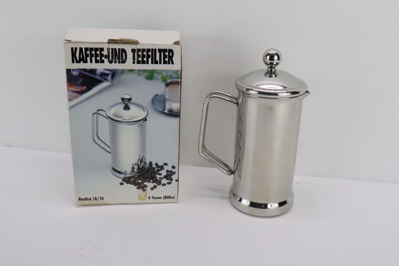 Coffee and Tea Maker 18/10 Stainless Steel 4 Cup French Press Style in Box*