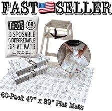 THEO'S MATS 60 Biodegradable Disposable Mats 47  x 29  for High Chair Use Gray 