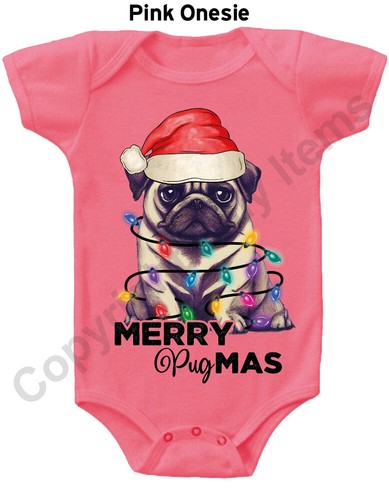Merry Pugmas Holiday Christams Gerber® Onesie® Cute Baby Shower Gift - Picture 11 of 13