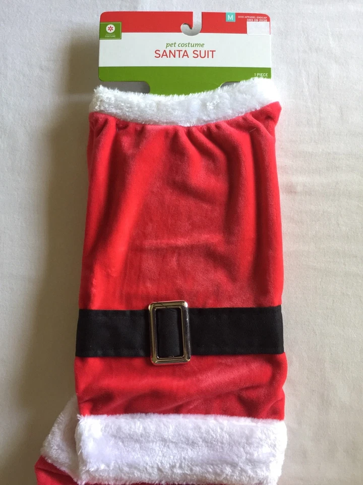 Traje de Navidad Papá Noel Perro Talla Mediana Terciopelo Rojo con Cinturón Adjunto 16-20" Cuello Nuevo con Etiquetas Foto 3 de 4