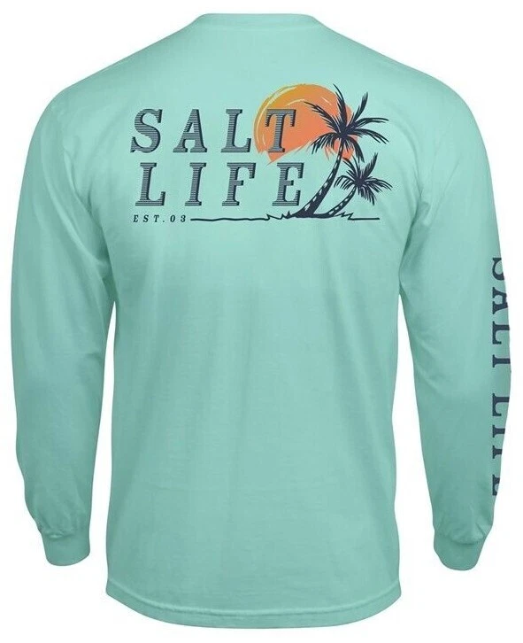 Mens Salt Life Leaning Palms Graphic Long Sleeve T-Shirt - XL & Large - NWT